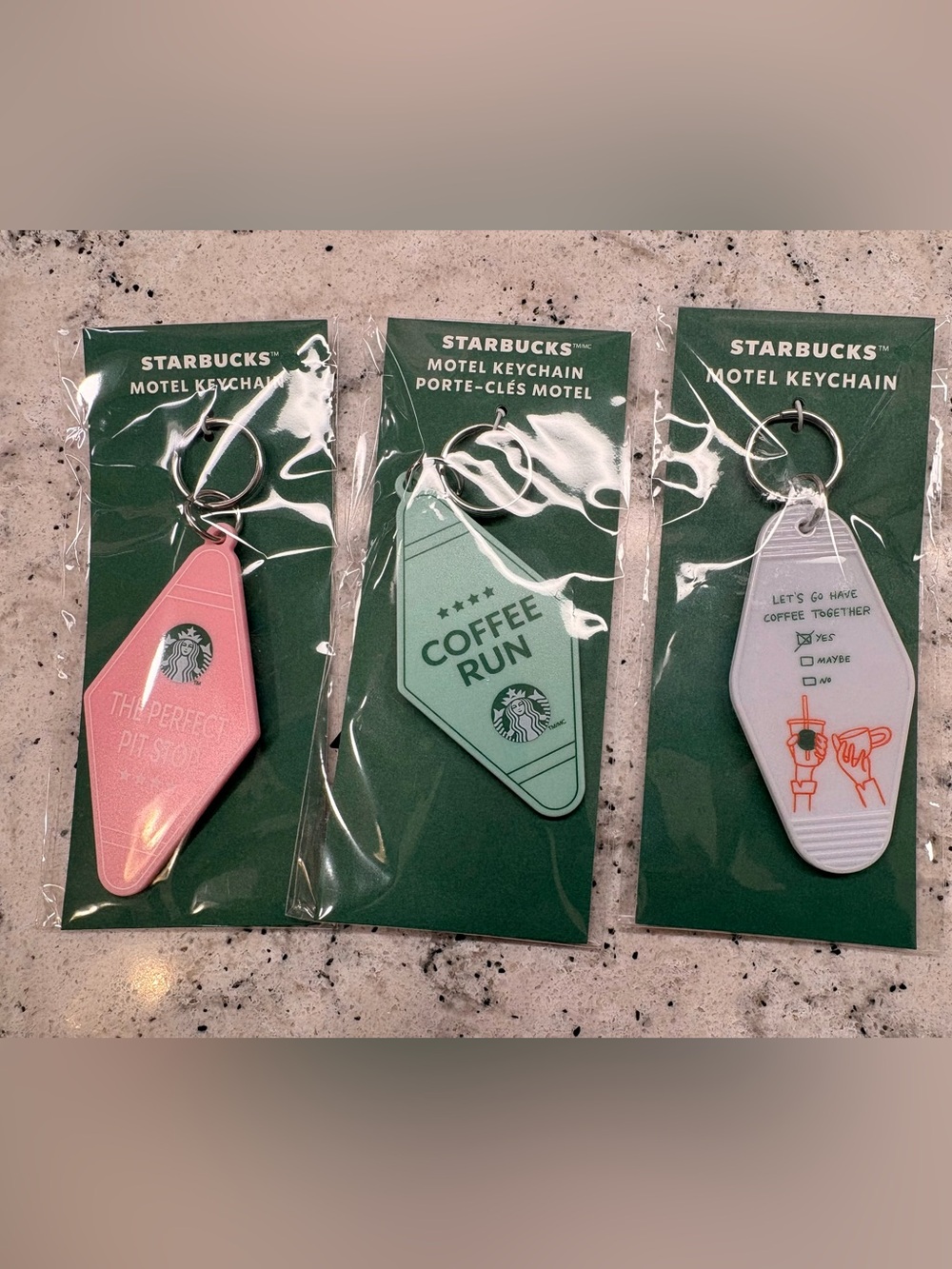 3 NWT. Starbucks 2026 Summer Road Trip Collection Motel Keychains Bundle. All 3!